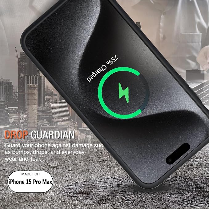 Battery Case for iPhone 15 Pro Max,12000mAh Rechargeable Portable Charging Case with Wireless Charging Compatible for iPhone 15 Pro Max (6.7 inch) with Carplay Extend Battery Pack Charger Case (Black)