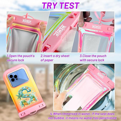 Personalized Initial Waterproof Phone Pouch Case - IPX8 Cellphone Dry Bag with Lanyard for iPhone 16/15/14/13/12 Pro Max (6.1–6.9"), Beach & Cruise Ship Essentials with Monogrammed Design (Pink, S)