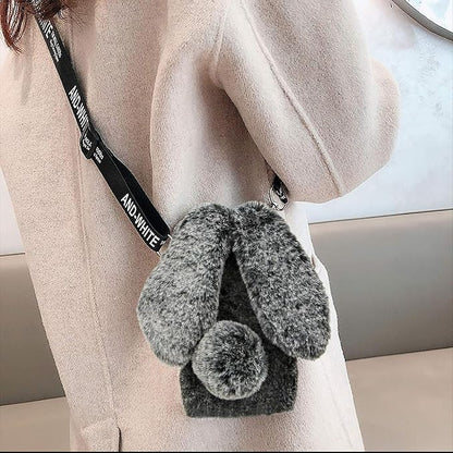 Rabbit Ear Case Compatible with Samsung Galaxy S26 Ultra 5G,Soft Bumper Protective Cover with Crossbody Strap for Kids Girls Women,Dark Grey