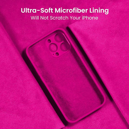 FireNova Designed for iPhone 16 Pro Max Case, Silicone Upgraded [Camera Protection] Phone Case, Soft Anti-Scratch Microfiber Lining Inside, 2024, Hot Pink