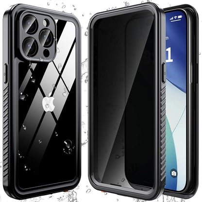 ANTSHARE Waterproof Case for iPhone 15 Pro Max, with [Built-in Privacy Screen Protector] [IP 68 Underwater], Anti-Peeping Adsorption Full Body Double Protective Case for iPhone 15 Pro Max, Black