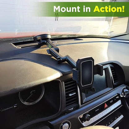 Cell Phone Mount for Truck Phone Holder for Truck Drivers - Heavy Duty Suction Cup + Dashboard Pad, iPhone Holder for Dashboard Window 16.9 inch Long, for iPhone & Samsung, Big Rig Trucker, Black