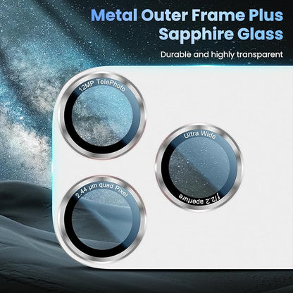 Uyiton for iPhone 17 Pro Max Camera Lens Protector - [Unique Typography + Phone Lens Red Circle Design] Metal Tempered Glass Camera Cover, Silver + Red