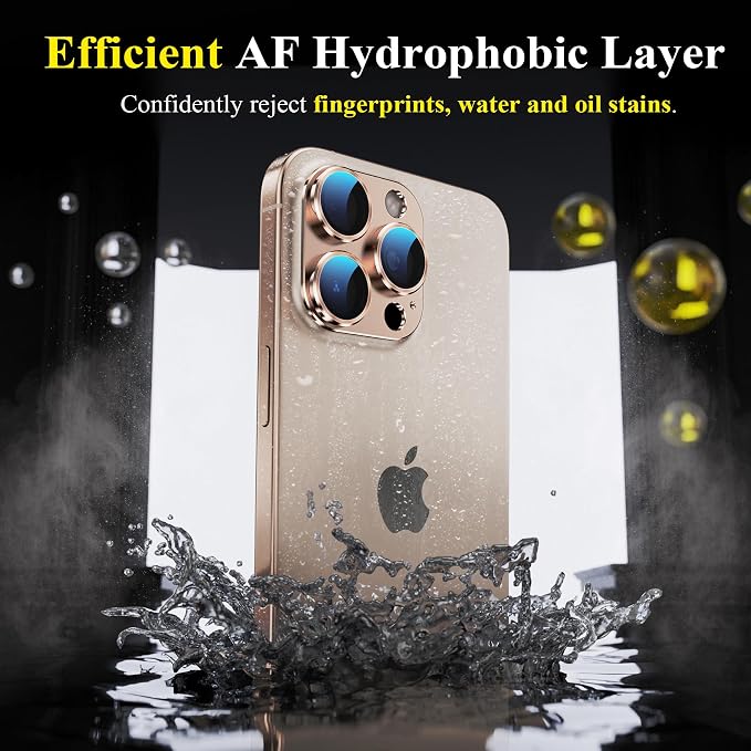 YWXTW for iPhone 16 Pro/iPhone 16 Pro Max Camera Lens Protector, [1:1 Perfect Fit] Matte Metal Anti Scratch Tempered Glass Camera Screen Protector Accessories, Case Friendly (Desert Titanium)