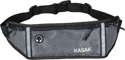 KASAK Slim Running Belt, Ultra Light Bounce-Free Waist Pack with Reflective Strip, Sweatproof Fanny Pack for Phone, Money & Keys – Running, Hiking, Cycling, Travel
