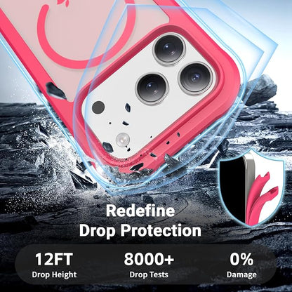 jaroco Magnetic for iPhone 17 Pro Case, [Compatible with MagSafe][Military Grade Drop Protection][Heavy Duty Protection][Non-Slip][Shockproof] 2-Layer Durable Bumper Phone Casee 6.3''-Rose