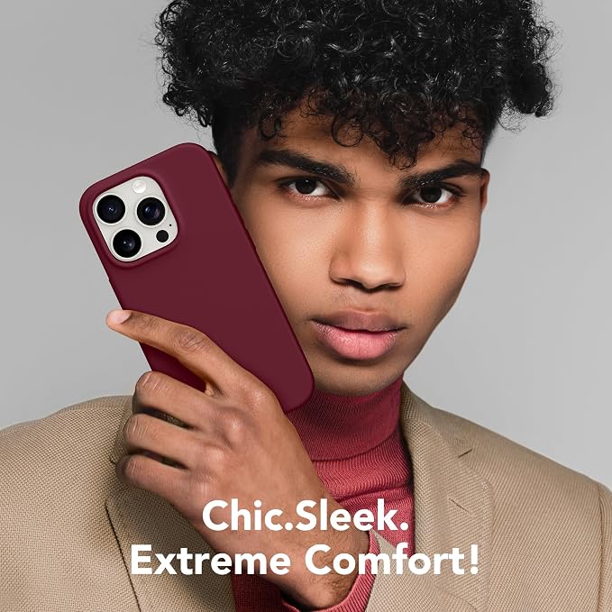 GONEZ for iPhone 14 Pro Max Case Silicone, Compatible with MagSafe, with Screen Protector + Camera Lens Protector, Liquid Silicone Shockproof Protective Phone 14 ProMax Case 6.7", Maroon
