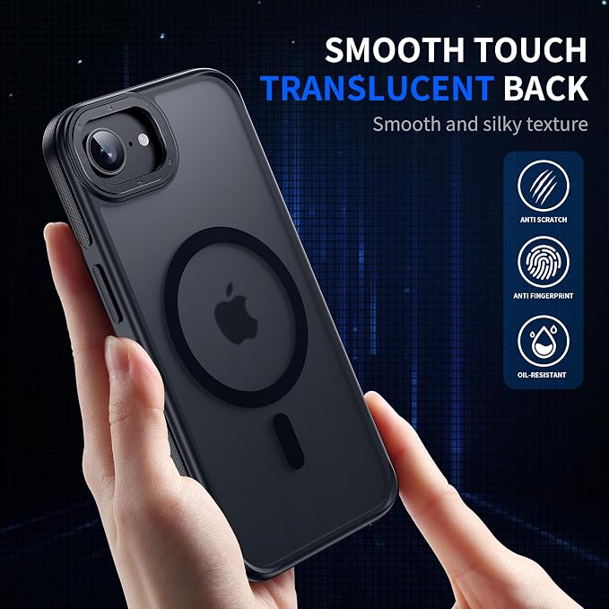 Strong Magnetic for iPhone 16E/17E Case [7X Military-Grade Protection for iPhone 16E Phone case] Compatible with fit MagSafe Shockproof Translucent Slim Thin Case for iPhone 16E/17E-6.1", Black