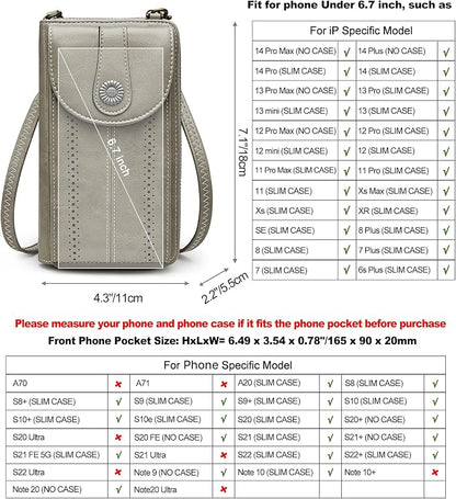S-ZONE Women RFID Blocking Crossbody Cell Phone Purse Small Faux Leather Wallet Purse