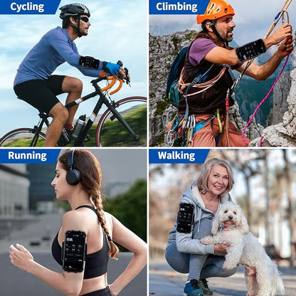 Wristband Phone Holder for Running, 360°Rotation & Detachable Sports Armband with Key Holder for iPhone 17/16/15/14/13/12/11/Pro/XS/XR/X/8/7/6/Plus, for Samsung Galaxy, Fits 4''-6.5''Phone