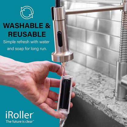 iPad Screen Cleaner by iRoller - Pack of 3 - No Need for Spray or Wipes, Liquid Free - Reusable & Washable -Portable Phone Screen Cleaner for Touchscreen- Ideal for Smartphone, Macbook, Monitor - 3.5"