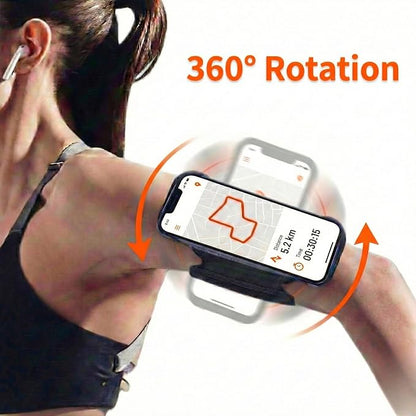 Running Armband Phone Holder 360°Rotatable for iPhone 17/16/15/14/13 Pro Max Plus Samsung Galaxy S25/S24/S23 with Card Pocket for Gym Workout Exercising Hiking Cycling Walking Jogging