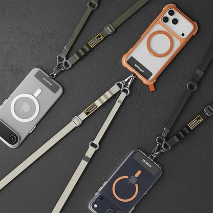 MAGEASY 2-In-1 Cell Phone Lanyard Crossbody - Universal Crossbody Phone Leash & Wrist Strap with Built-in Keychain, Phone Tether Tab | Anti Drop & Anti Theft for Daily & Travel (Concrete Grey)