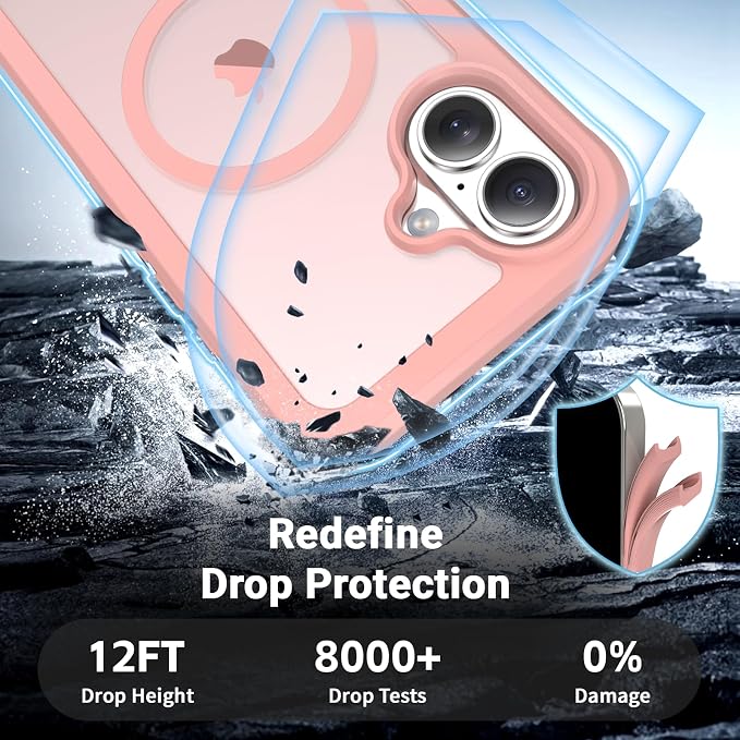 jaroco Magnetic for iPhone 17 Case, [Compatible with MagSafe][Military Grade Drop Protection][Heavy Duty Protection][Non-Slip][Shockproof] 2-Layer Durable Bumper Phone Case 6.3''-Pink