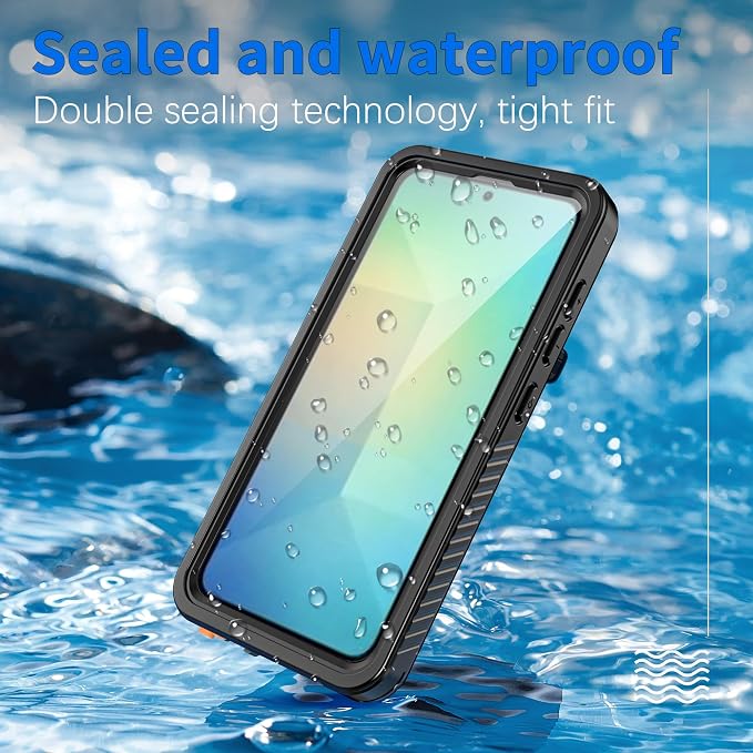 Omio Compatible with Samsung Galaxy S25 Plus Waterproof Case, Full Body IP68 Waterproof Dustproof Underwater Case Built-in Lens & Screen Protector Military Grade Shockproof Case for Men Women, Black