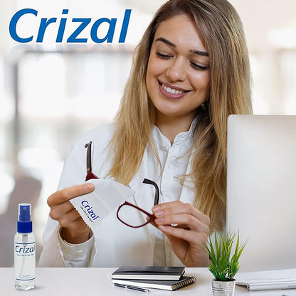 Eyeglass Lens Cleaner Bundle, Doctor Recommended for Anti Reflective Lenses and Coating, 2oz Crizal Spray w/XL Microfiber Cloth, 1 Pack