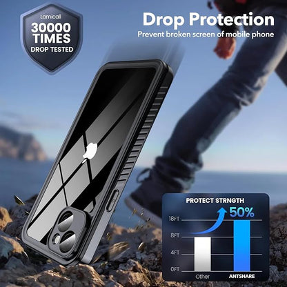 ANTSHARE for iPhone 14 Plus Case, with [Built-in Privacy Screen Protector] [IP 68 Waterproof], Anti-Peeping Adsorption Full Body Double Protective Case for iPhone 14 Plus, Black