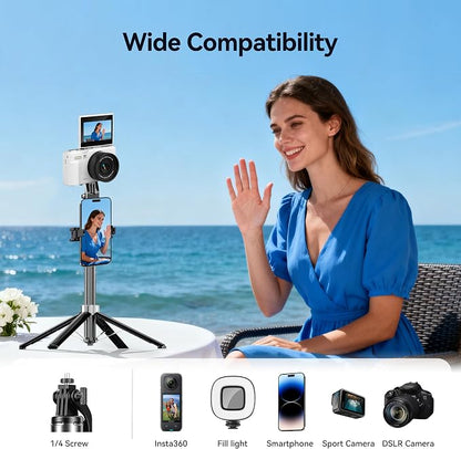 54" Magnetic Phone Tripod, Portable Selfie Stick Tripod for iPhone Magsafe with Rechargeable Remote & 2 in 1 Phone Holder, Cell Phone Stand for Video Recording, Compatible with iPhone and Android
