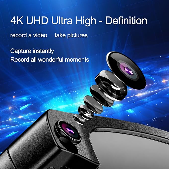 AI Smart Glasses with Camera, 8MP HD Video Recording, Real-Time Translation, Voice Assistant, camera glasses,ai glasses,Open-Ear Audio, Metal Frame, Auto Color-Changing Lenses for Travel & Vlogging