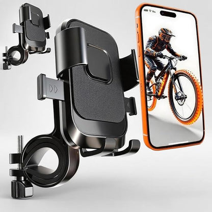 Bike Phone Holder 2 Pack, Mountain Motorcycle Phone Mount, 1s Lock & Quick Release Handlebar Cell Phone Cradle Clamp, Phone Clip for 4-6.9" Smartphones - Black (2)