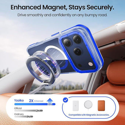 Strong Magnetic for iPhone 17 Pro case with camera lens protector [10Ft Military-Grade Protection] Compatible with fit MagSafe Shockproof Slim Thin Cover case for iPhone 17 Pro 6.3 inch, Clear Blue