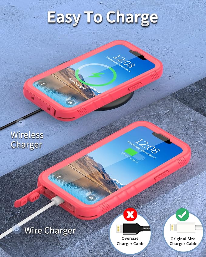 SPORTLINK Compatible with iPhone 13 MINI Waterproof Case - Built in Screen Protector Full Body Shockproof Dustproof IP68 Waterproof Case for iPhone 13 MINI 5.4 Inch Pink