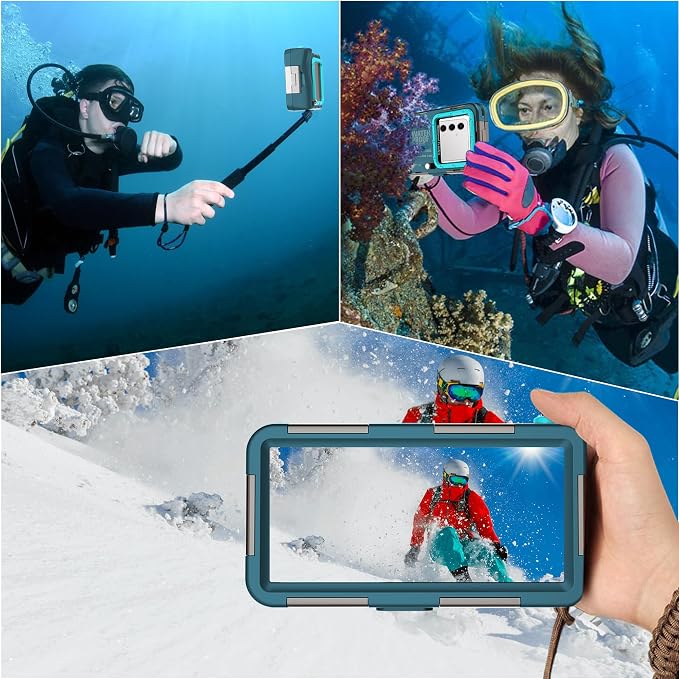 Universal Scuba Diving[50FT/15M] Underwater Snorkeling Waterproof Phone Case for Samsung Galaxy S25/24/S23/S22 Ultra/Plus Google Pixel Motorola Huawei/LG Series[Right Volume Button],Teal