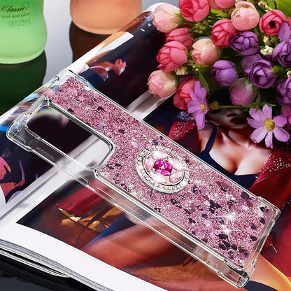 Bumper Case for Galaxy Note 20 Ultra, Glitter Floating Liquid Protective Cover Silicone Phone Case 360°Rotatable Ring Holder Scratch Shell Ultra Slim compatible with Samsung Galaxy Note 20 Ultra