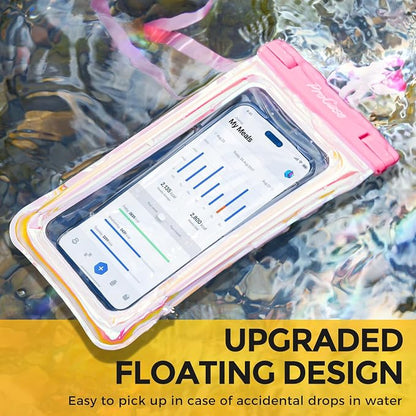 ProCase 2 Pack Floating Waterproof Phone Pouch IPX8, Universal Dry Bag Fits iPhone 17/16/15/14/13 Series,Galaxy S24/S23/S22, Pixel 8/7 (Up to 7”),Touchscreen, Underwater & Snow Protection -Pinkblue