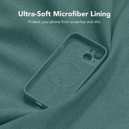 Magnetic for iPhone 14 Case, Compatible with MagSafe, [Full Camera Protection][Screen Protector] Silicone Shockproof Protective Phone Case for iPhone 14 6.1 inch, Midnight Green