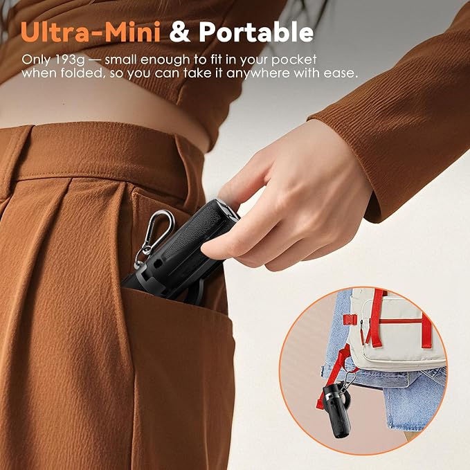 CloudValley Magnetic Mini Selfie Stick Tripod, 4-in-1 Pocket Size Phone Tripod with 360° Rotation, Choice Rechargeable Bluetooth Remote, Foldable Handle Grip, Compatible with MagSafe iPhone