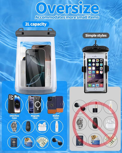 Extra Large Size Waterproof Phone Pouch - [Floating] Water Proof Pouch for iPhone Galaxy Google and More, IPX8 Waterproof Dry Bag for Beach Vacation Belongings