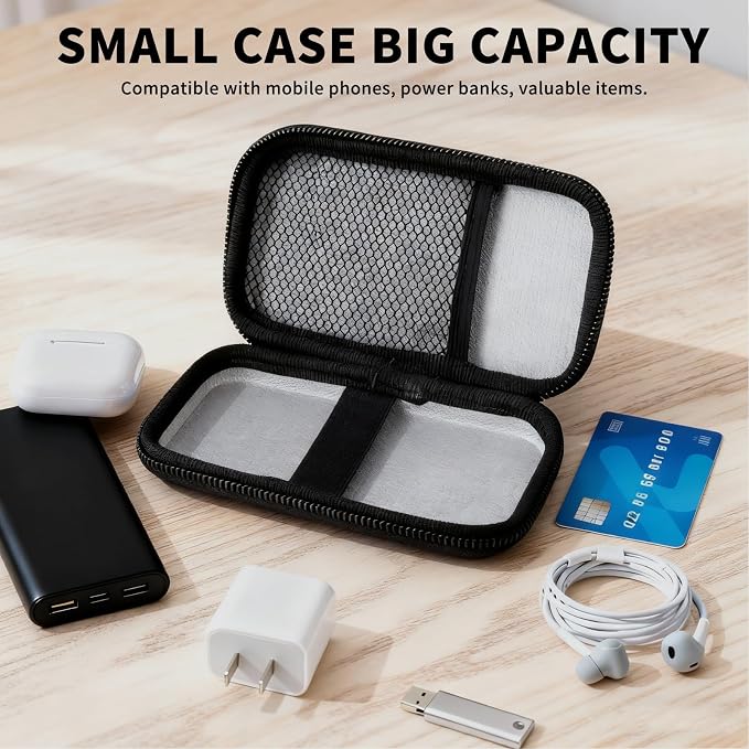 6500°F Fire-Resistant Hard Protective Travel Case,Waterproof Electronic Organizer for Anker/Jackery/RAVPower Power Bank with Fireproof Zipper,Shockproof EVA Carrying Case for Cell Phones/Earbuds