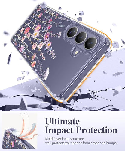 GVIEWIN for Samsung Galaxy S26 Case, Clear Floral Slim Shockproof Protective Women Phone Case, Non-Yellowing, with Screen Protector & Camera Lens Protector for Galaxy S26 6.3", Floratopia/Colorful