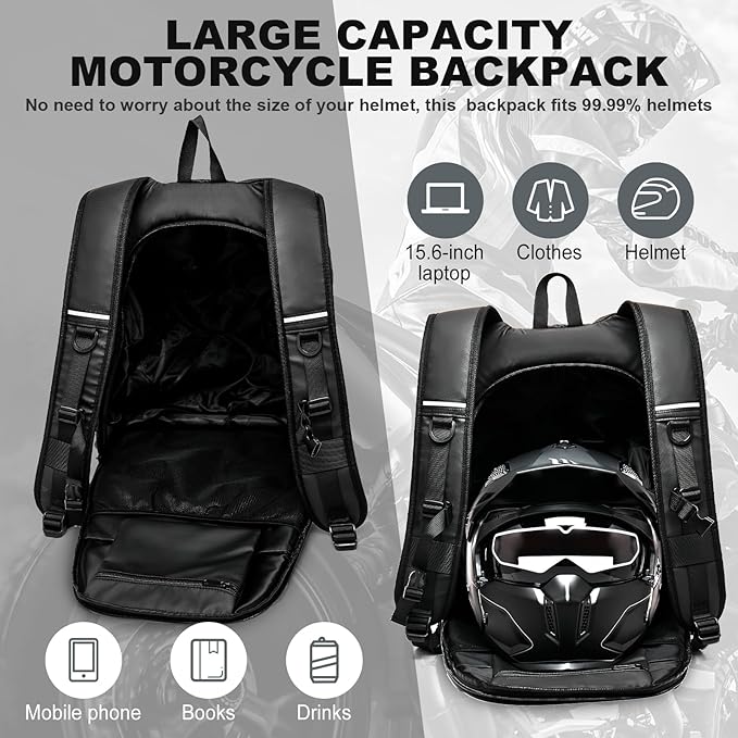 Motorcycle Helmet Backpack, Luggage Backpack for Men, Motorcycle accessories, Motorbike Riding Bags, Bikers backpack, Large Capacity Laptop Bag