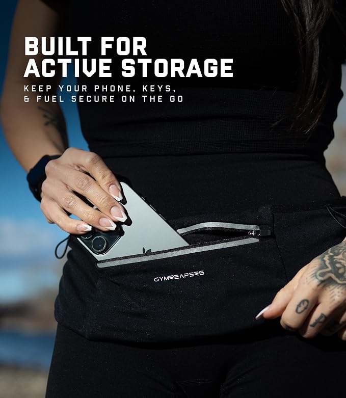 Gymreapers Stryda Running Belt Fanny Pack For Women & Men - Phone Holder Waist Belt Gifts For Runners, Joggers, Sports & Gym Workout - Lightweight Adjustable Waist Pouch For Running Gear Accessories