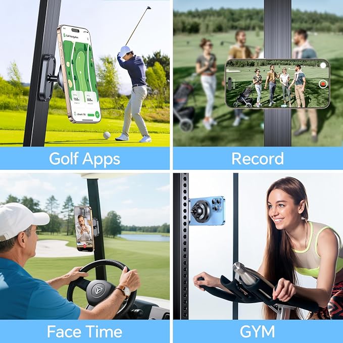 Magnetic Golf Cart Phone Holder for MagSafe Gym Mount【Strong Magnets】Magnetic Phone Holder for Golf Cart Phone Mount for iPhone 17 16 15 Fits EZGO Club Car Yamaha Icon Golf Accessories For Men Gifts
