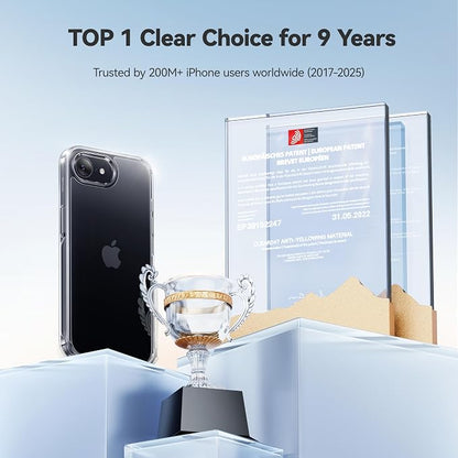 CASEKOO for iPhone 17e/16e Case Crystal Clear, Patented Anti-Yellow & Virgin TPU, 15FT Military-Grade Drop Protection, Slim Transparent Women Men Funda para for iPhone 17e/16e Case 6.1 inch, Clear