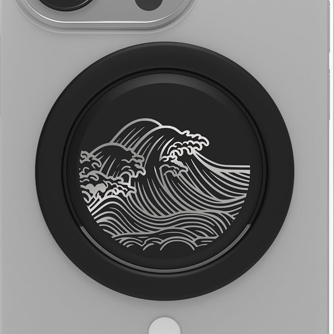 Tango Ultra Thin Grip for MagSafe: One Hand Open, Stand, 10x Expandable, Space Grade Steel, Removable for Wireless Charging. Half The Thickness, Twice The Fidget - Limited Edition: Black Wave