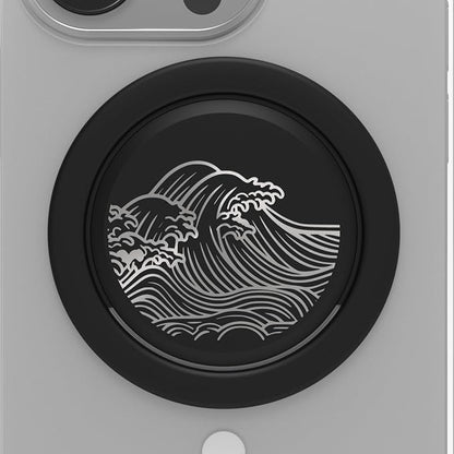 Tango Ultra Thin Grip for MagSafe: One Hand Open, Stand, 10x Expandable, Space Grade Steel, Removable for Wireless Charging. Half The Thickness, Twice The Fidget - Limited Edition: Black Wave