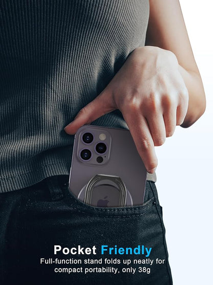 【2025 Upgraded】 Mag Safe Phone Ring Holder, SUPERONE Adjustable Magnetic Kickstand & Removable Phone Grip Compatible with Wireless Charging Only for iPhone 17 & 16 & 15 & 14 & 13 & 12 Series - Purple