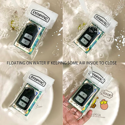 DRIPAC Waterproof Car Key FOB Case Waterproof Wallet Waterproof Holder Pouch For Key ID Badge Credit Card Money（White）