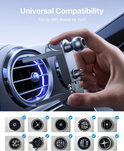 andobil Universal Car Phone Holder [Round Vent Friendly] Phone Mount for Car Circle Vent, Sturdy Clip 360° Rotation Cell Phone Car Holder Mount for Ford Mercedes Benz Toyota BMW fit iPhone Samsung