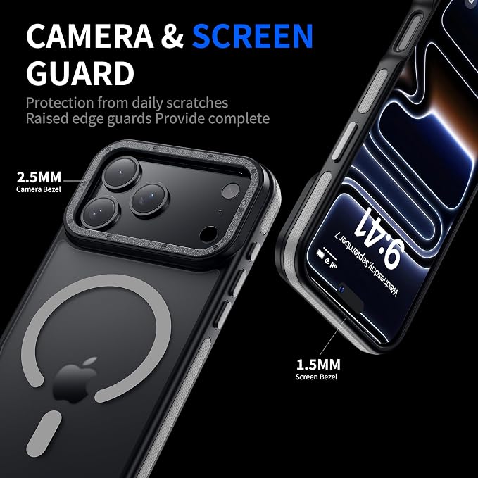 Strong Magnetic for iPhone 17 Pro case with Camera Lens Protector [10Ft Military-Grade Protection] Compatible with fit MagSafe Shockproof Slim Thin Cover case for iPhone 17 Pro 6.3 inch, Gray