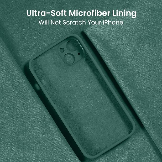 FireNova Designed for iPhone 14 Case, Silicone Upgraded [Camera Protection] Phone Case, Soft Anti-Scratch Microfiber Lining Inside, 6.1 inch, Midnight Green