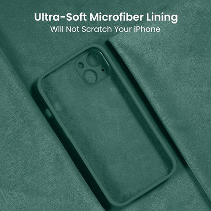 FireNova Designed for iPhone 14 Case, Silicone Upgraded [Camera Protection] Phone Case, Soft Anti-Scratch Microfiber Lining Inside, 6.1 inch, Midnight Green