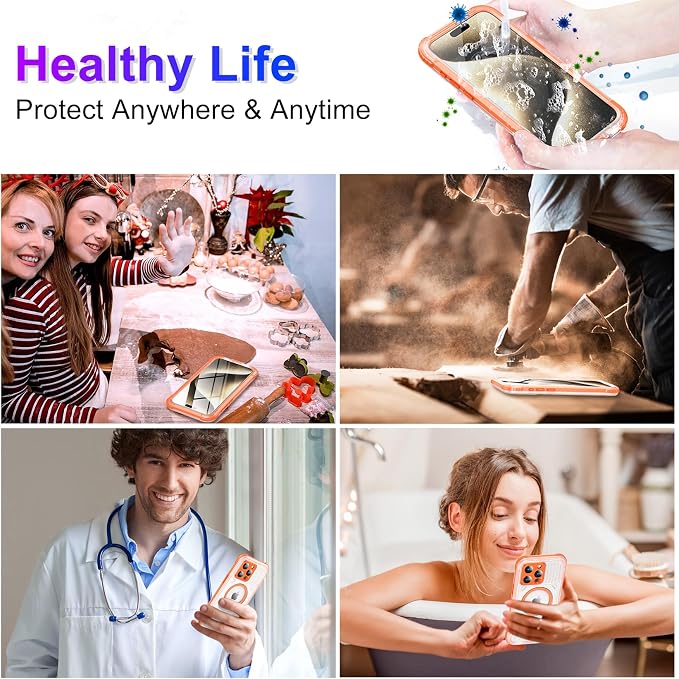 2025 New for iPhone 15 Pro Max Case Waterproof, [Compatible With MagSafe][Built-in Screen & Camera Protector][Full Body Shockproof][IP68 Underwater][Dustproof][Dropproof] Phone Case 6.7"