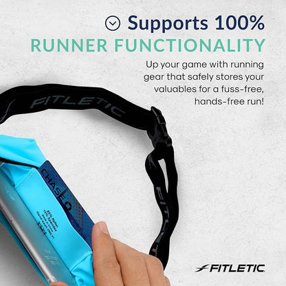 Fitletic Active Lifestyle Fanny Pack & Mini Sports Running Belt For Men & Women – Lightweight, Low Profile- Ultra-Soft Expandable Lycra Pouch - Fits All Phones – Inner Pocket