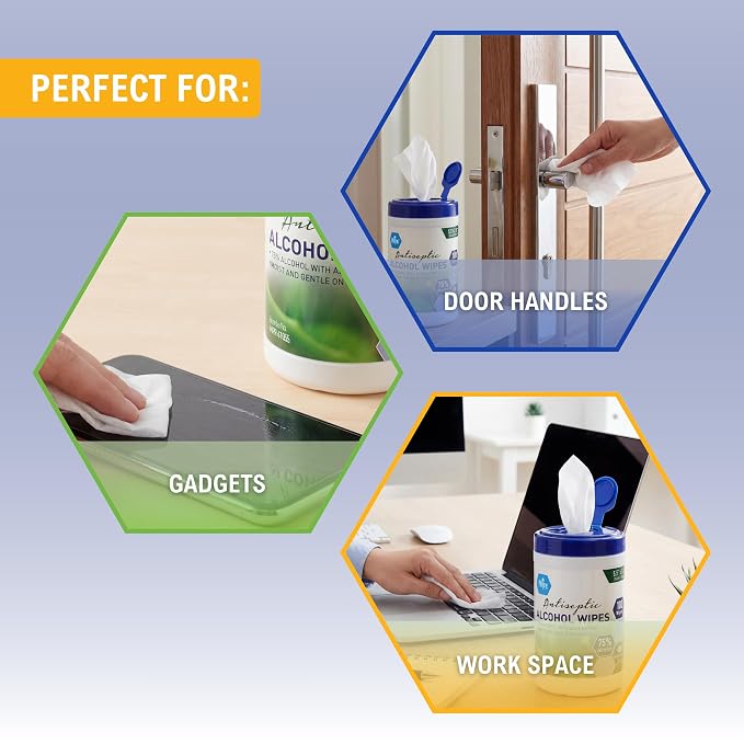 MED PRIDE Alcohol Based Disinfectant Wipes, 100 Pack, with Aloe Vera, Wipes with Alcohol for Cleaning, 5.5in X 7.8in
