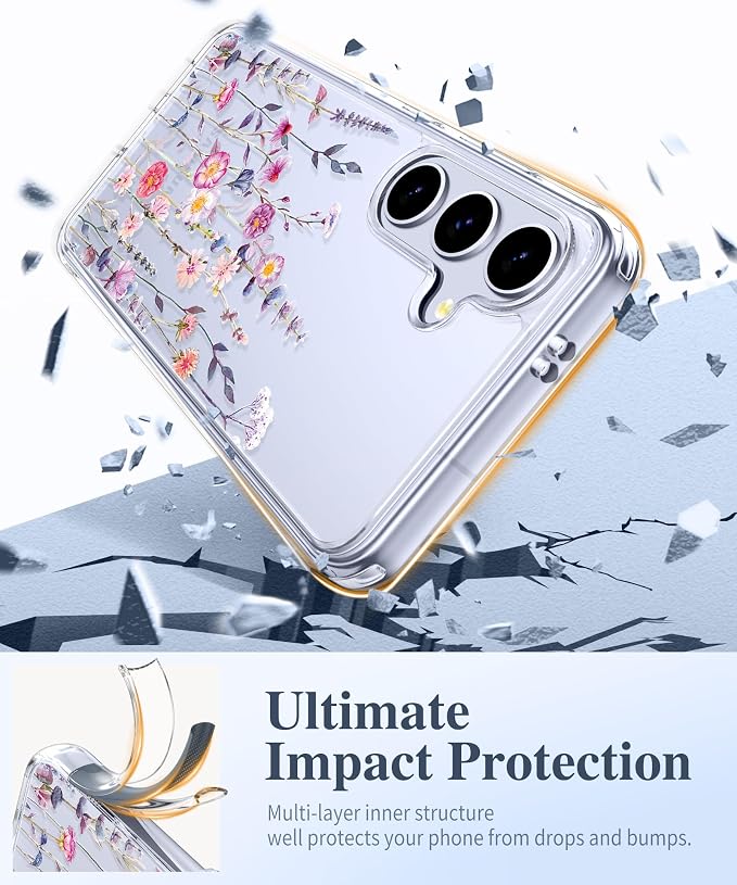 GVIEWIN for Samsung Galaxy S25 Case, Clear Floral Slim Shockproof Protective Women Phone Case, Non-Yellowing, with Screen Protector & Camera Lens Protector for Galaxy S25 6.2", Floratopia/Colorful